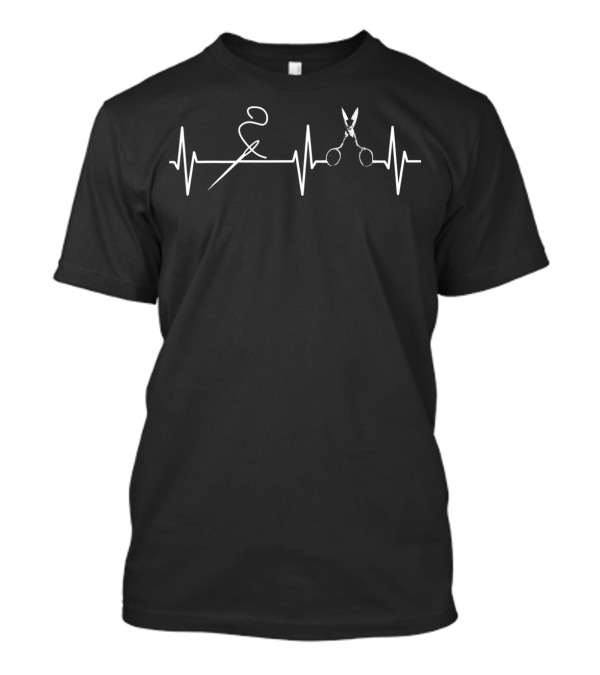 Heartbeat Needle Scissors Sewing Quilting Seamstress Quilter T-Shirt