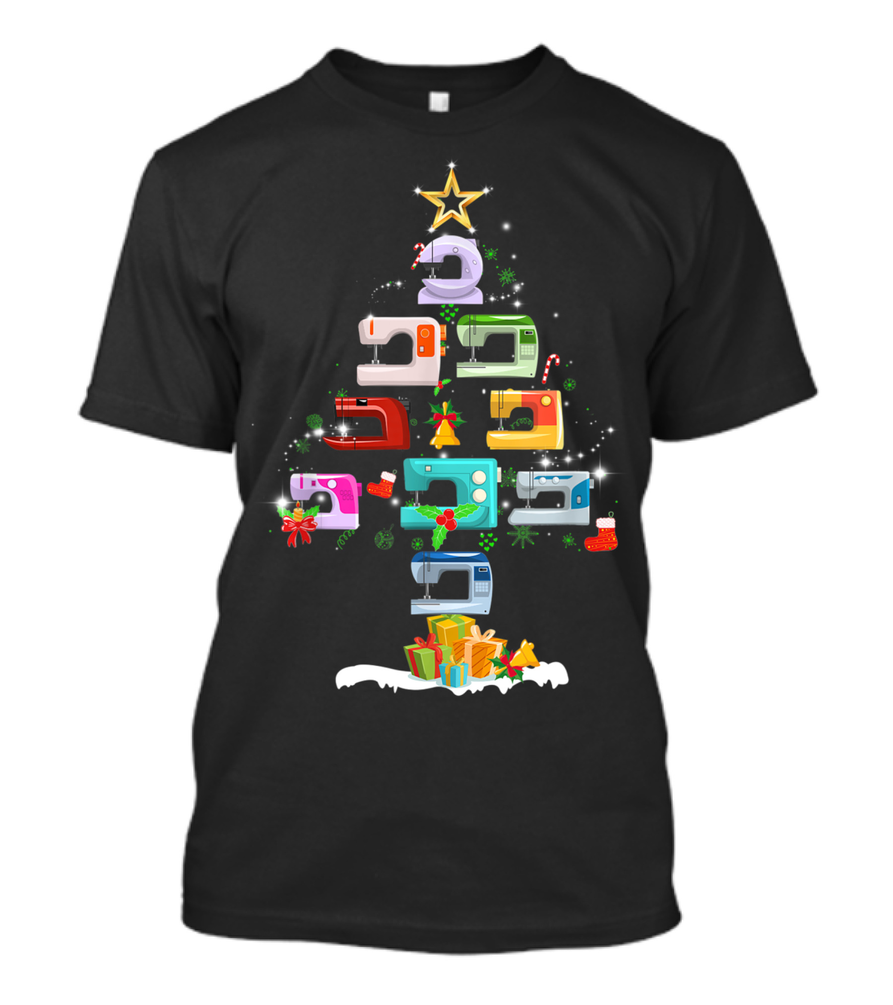 Quilting Machine Christmas Tree Festive Holiday Sewing Gifts T-Shirt