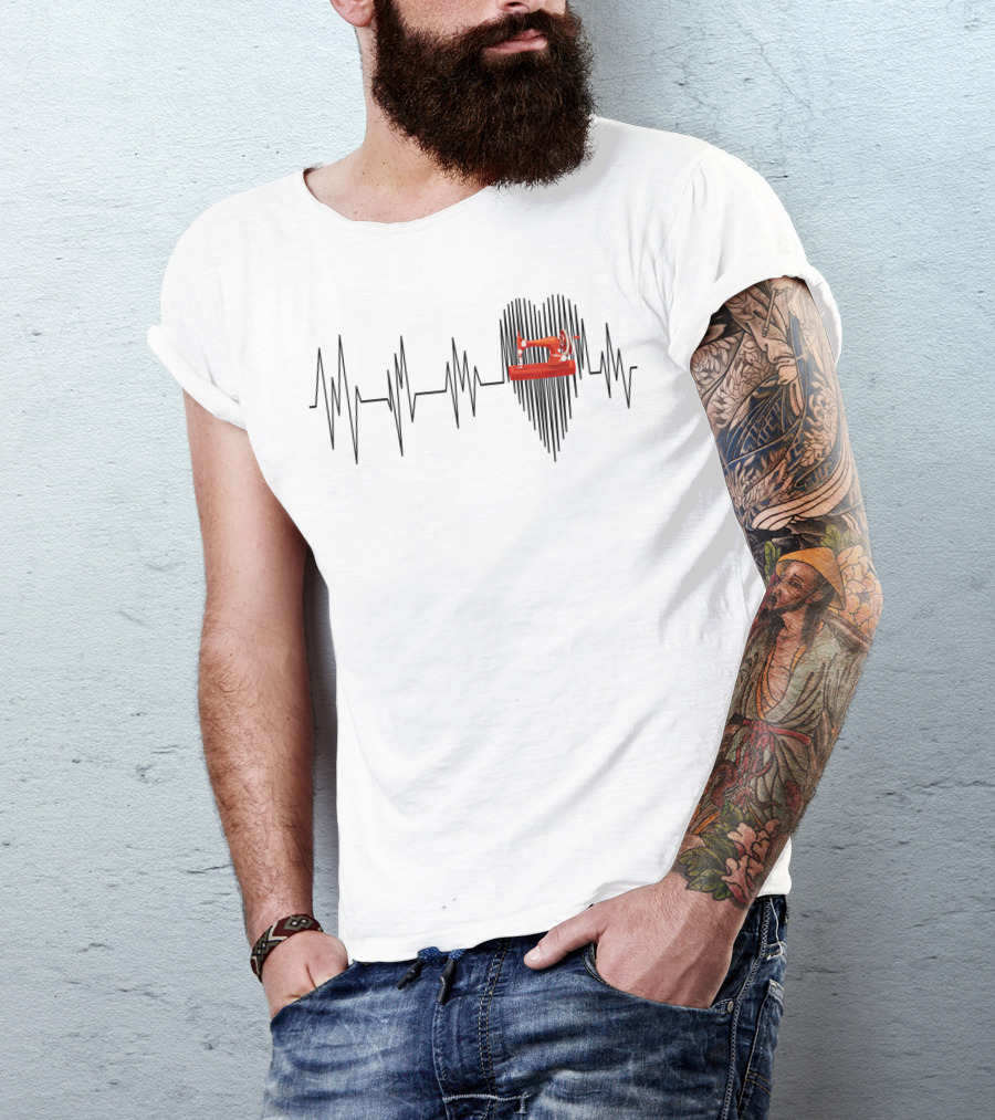 Quilting Sewing Machine Heartbeat Quilter T-Shirt