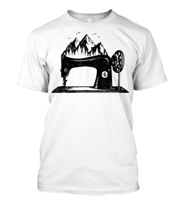 Wilderness Outdoor Camping Quilting Machine Mountain Scene T-Shirt