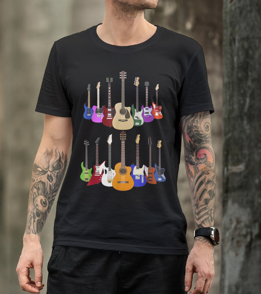 Guitar Rock N Roll Acoustic And Electric Musical Instrument Collection T-Shirt
