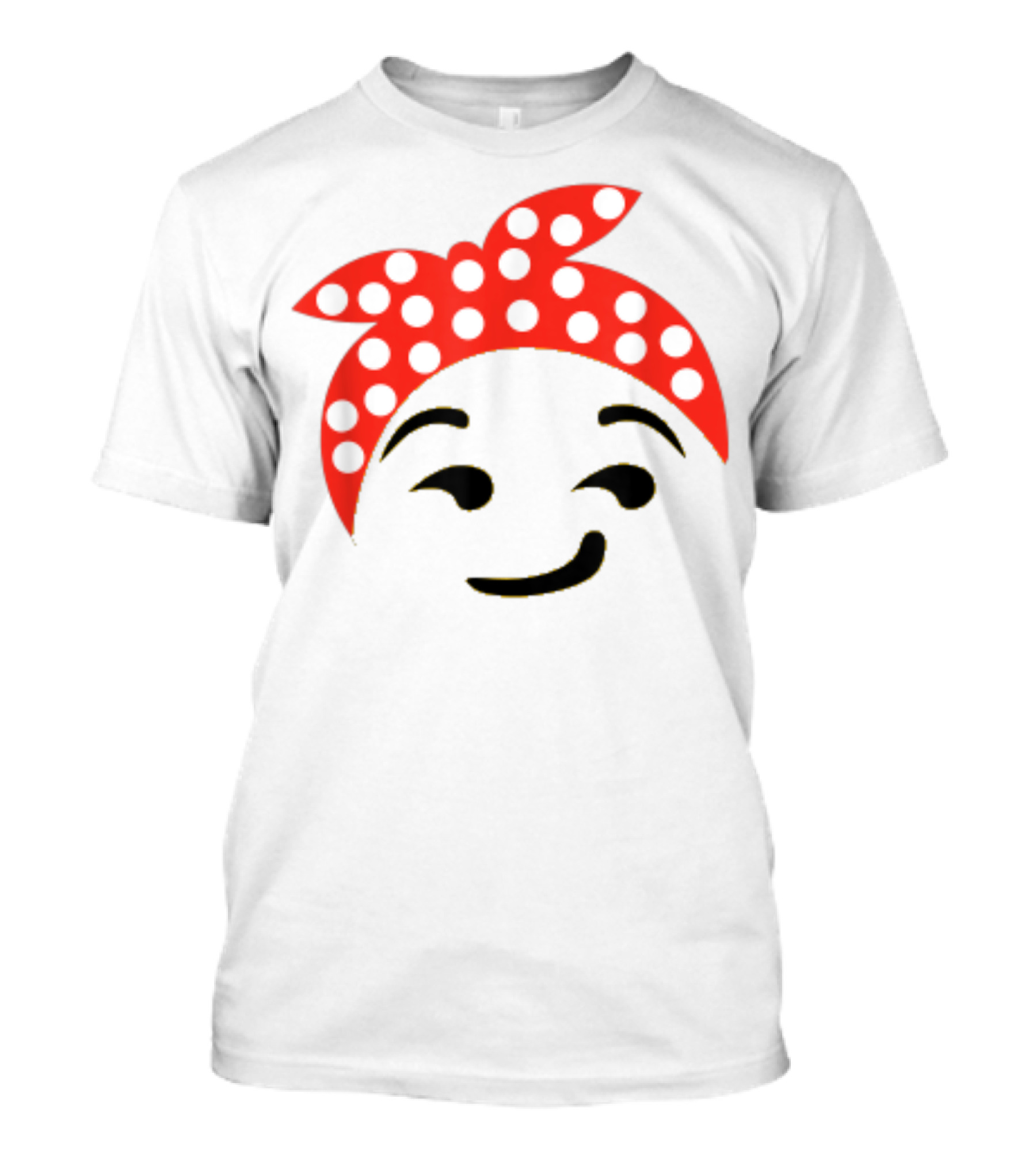 Halloween Emoji Costume Feminist Face Emoticon With Polka Dot Headscarf T-Shirt