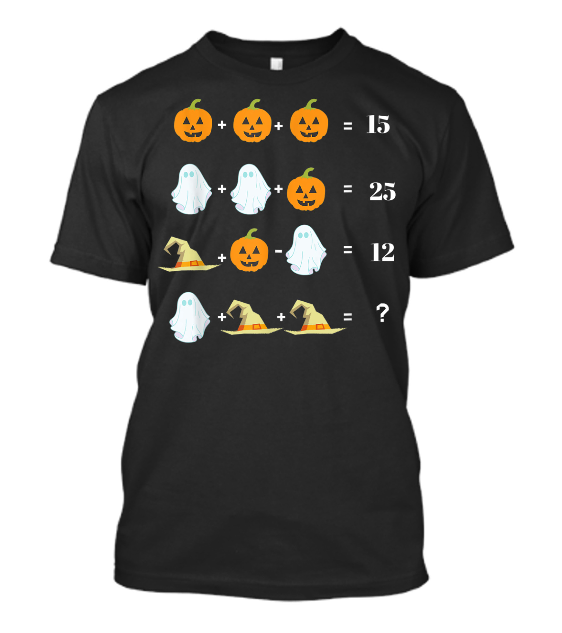 Halloween Math Equations Pumpkins Ghost Witch Hats Teachers T-Shirt