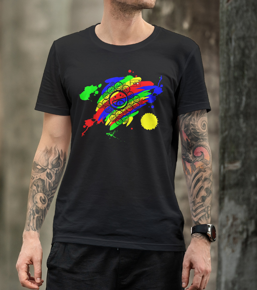Hapi Ilo Rainbow Smiley Faces Splash With Eye And Vibrant Colors T-Shirt