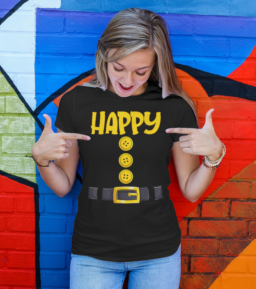 Happy Halloween Dwarf Costume Belt Buttons T-Shirt