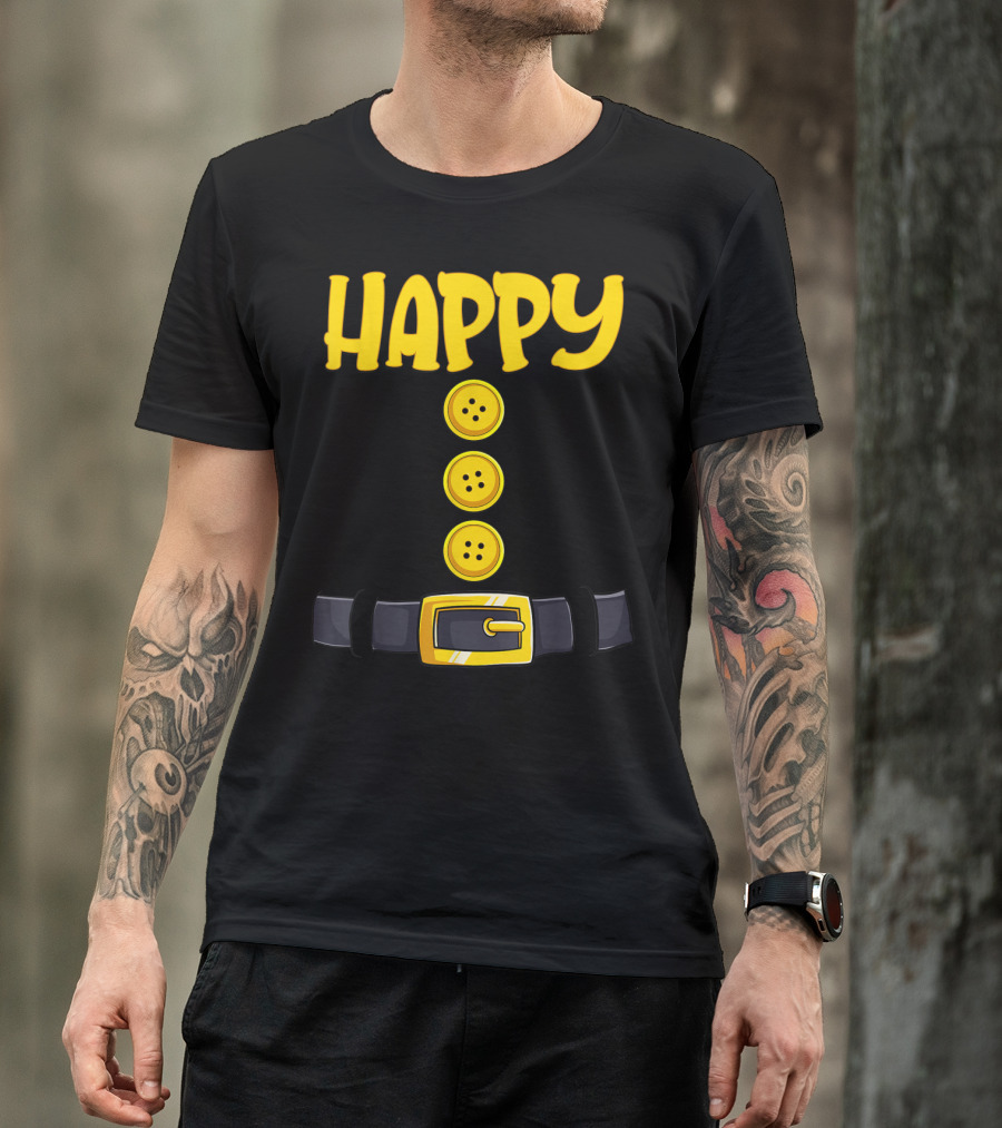 Happy Halloween Dwarf Costume Belt Buttons T-Shirt