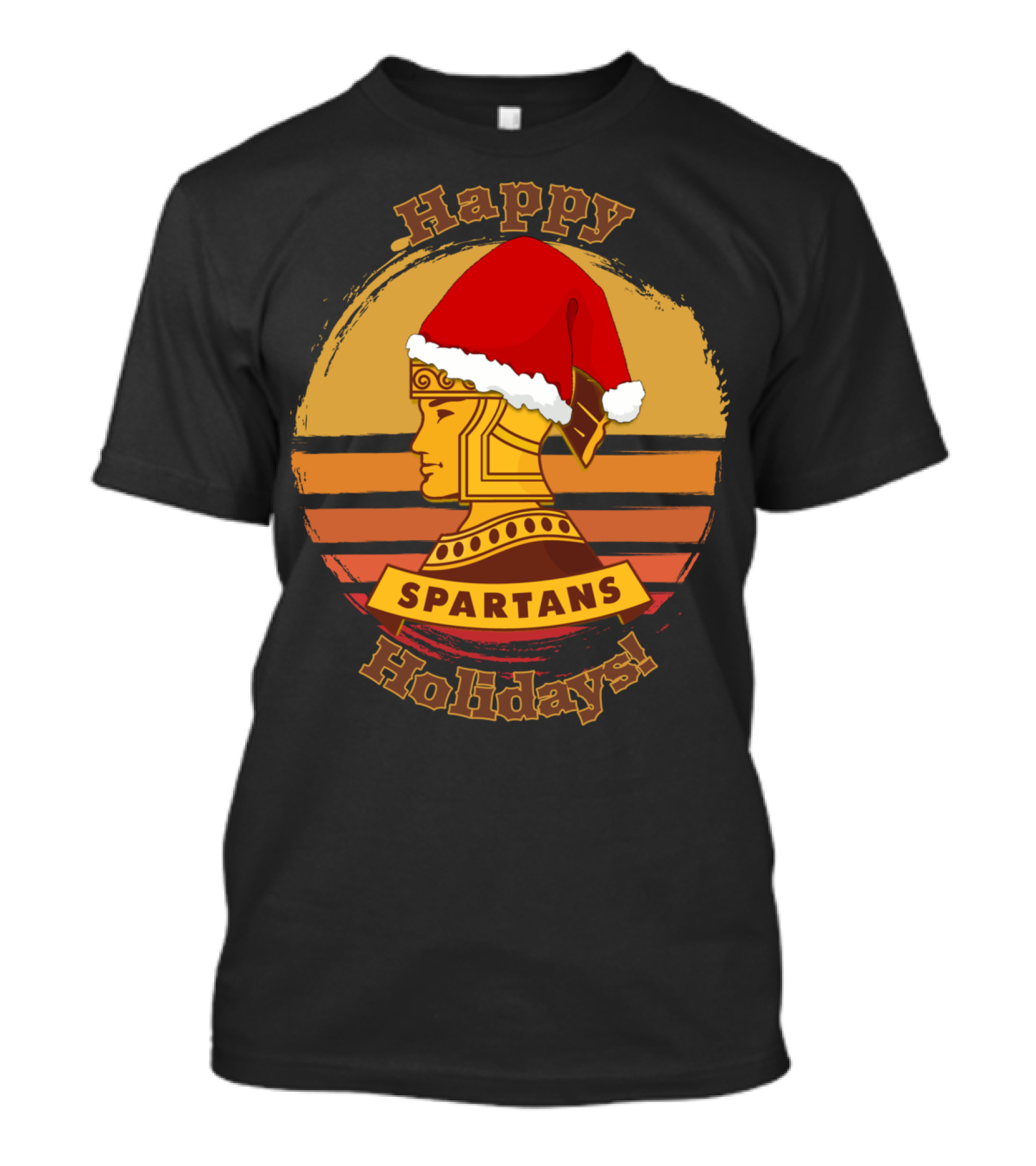 Happy Holidays Spartans Santa Hat Spartan Head T-Shirt