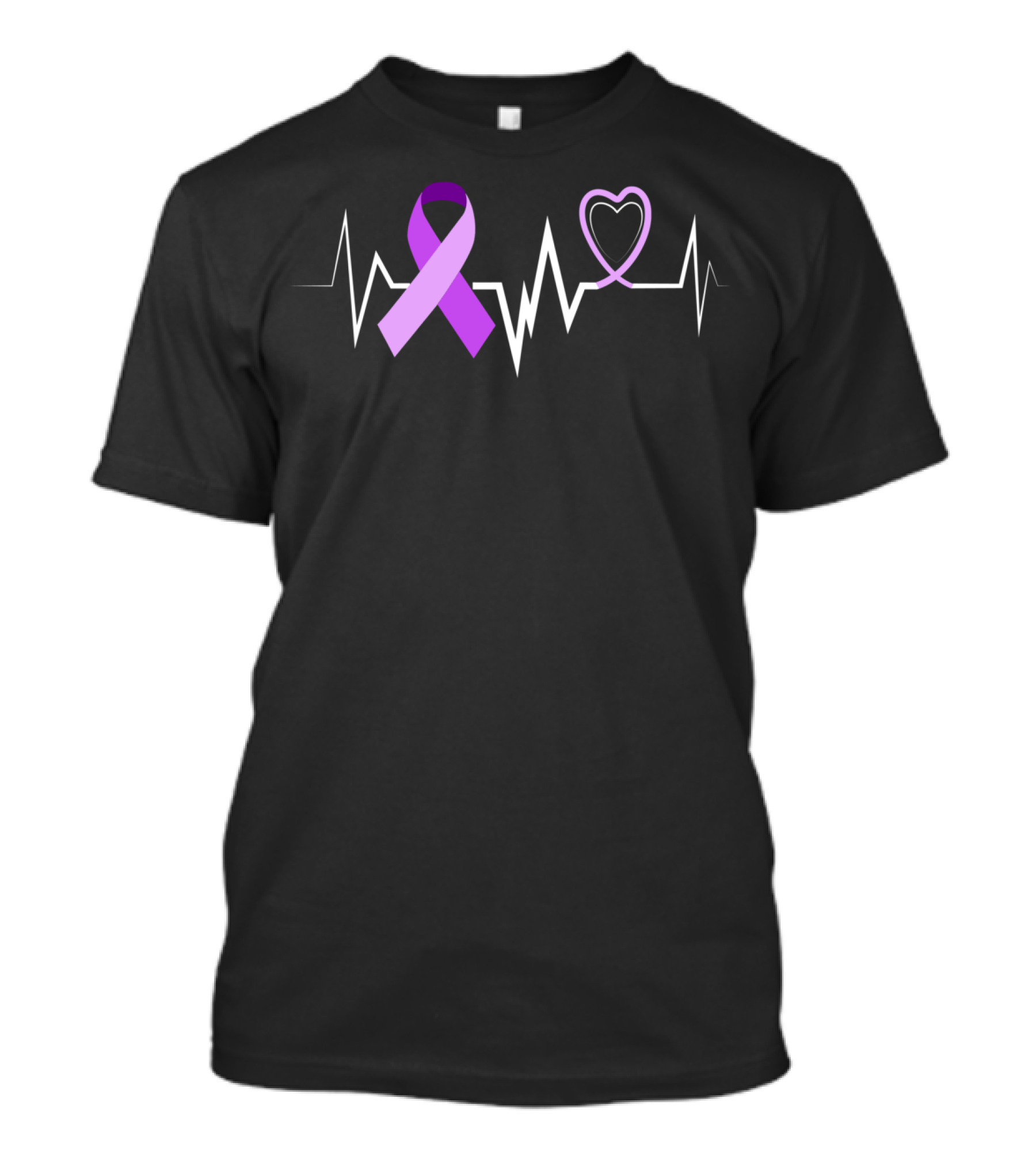 Heartbeat Pulse Line With Alzheimer Awareness Purple T-Shirt
