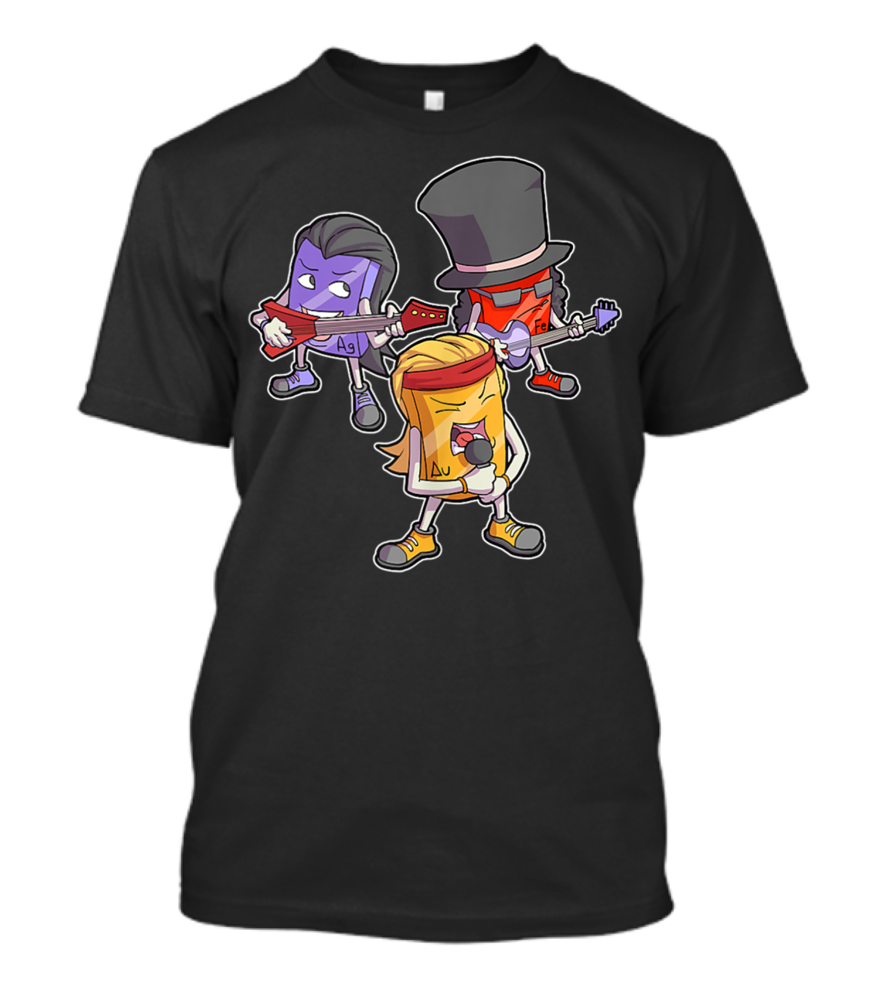Heavy Metals Elements Science Geek Periodic Chart Rock Band Characters Ag Au Fe T-Shirt
