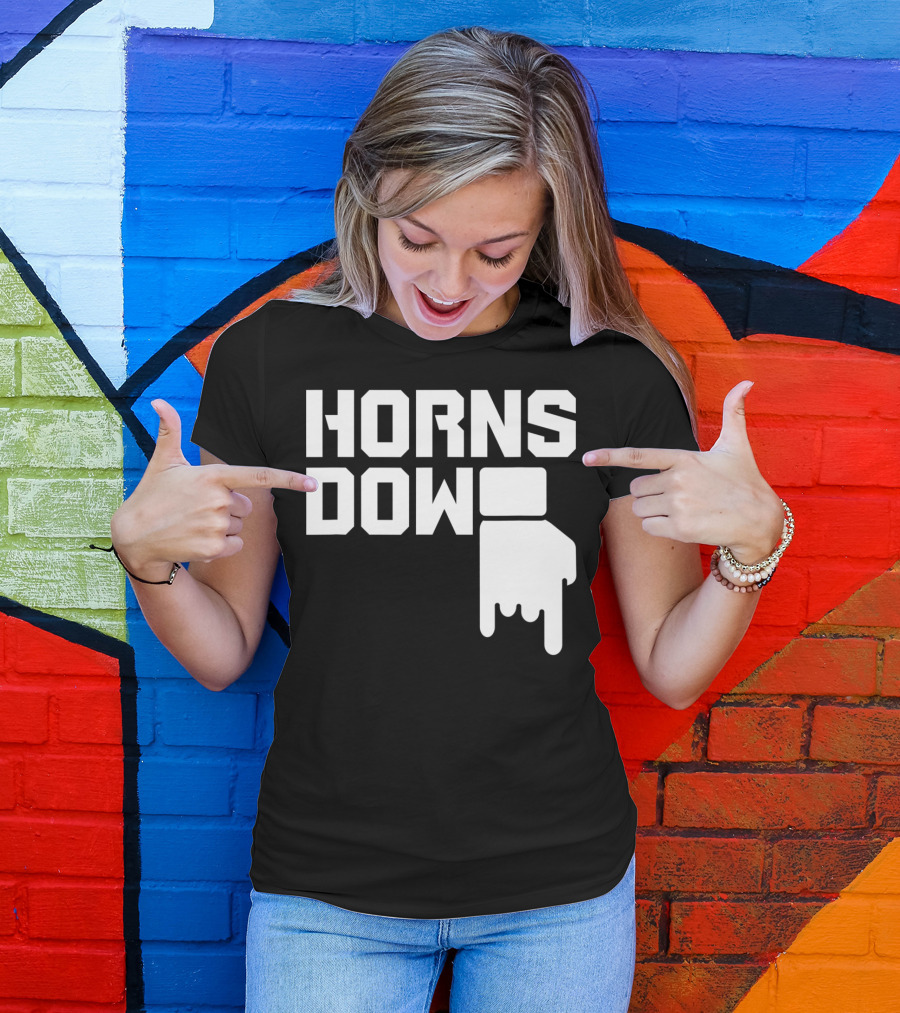 Horns Down Gesture Icon With Text T-Shirt