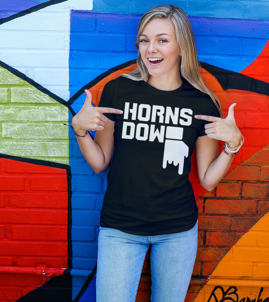 Horns Down Gesture Icon With Text T-Shirt