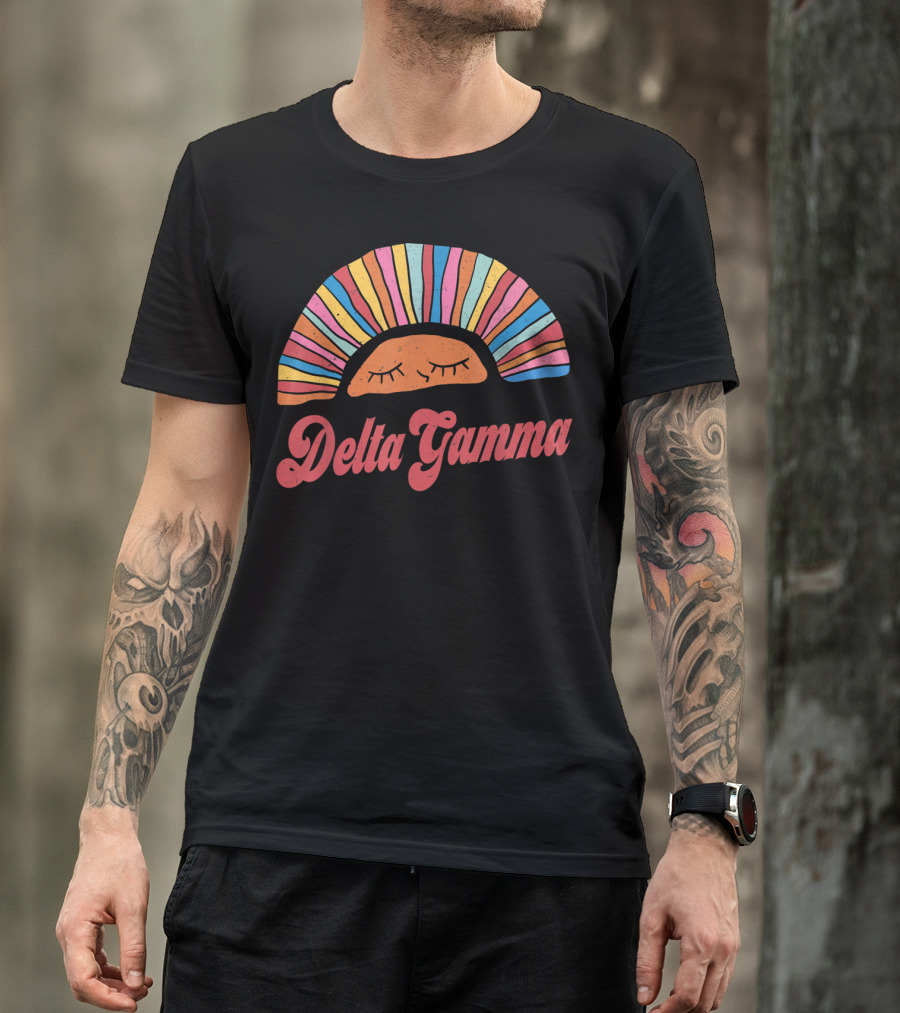 Delta Gamma Rainbow Sunset Face Greek Sorority T-Shirt