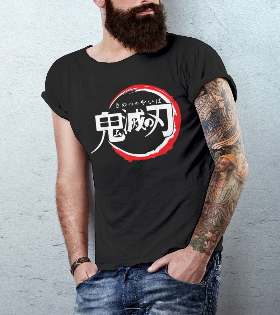 Demon Slayer Kimetsu No Yaiba Japanese Logo Red Circle T-Shirt