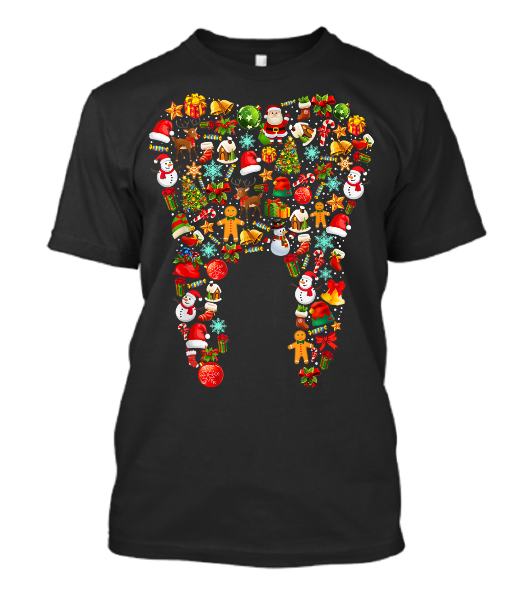 Dental Christmas Tooth Santa Snowman Reindeer Presents T-Shirt