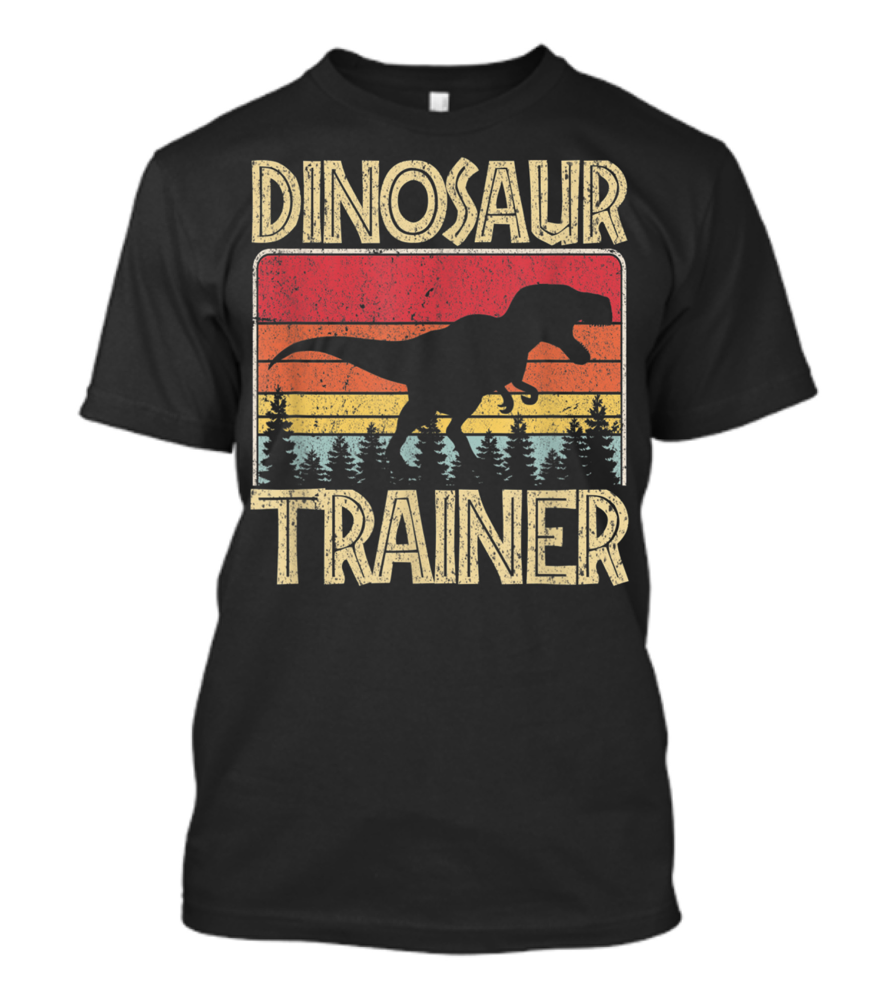 Dinosaur Trainer Halloween Costume Adults T-Rex Silhouette Retro Sunset T-Shirt
