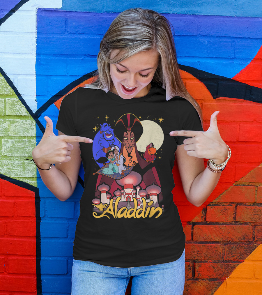 Disney Aladdin Jafar Jasmine Genie Magic Carpet Moonlit Adventure T-Shirt