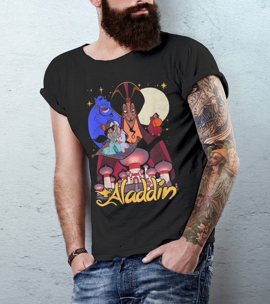 Disney Aladdin Jafar Jasmine Genie Magic Carpet Moonlit Adventure T-Shirt