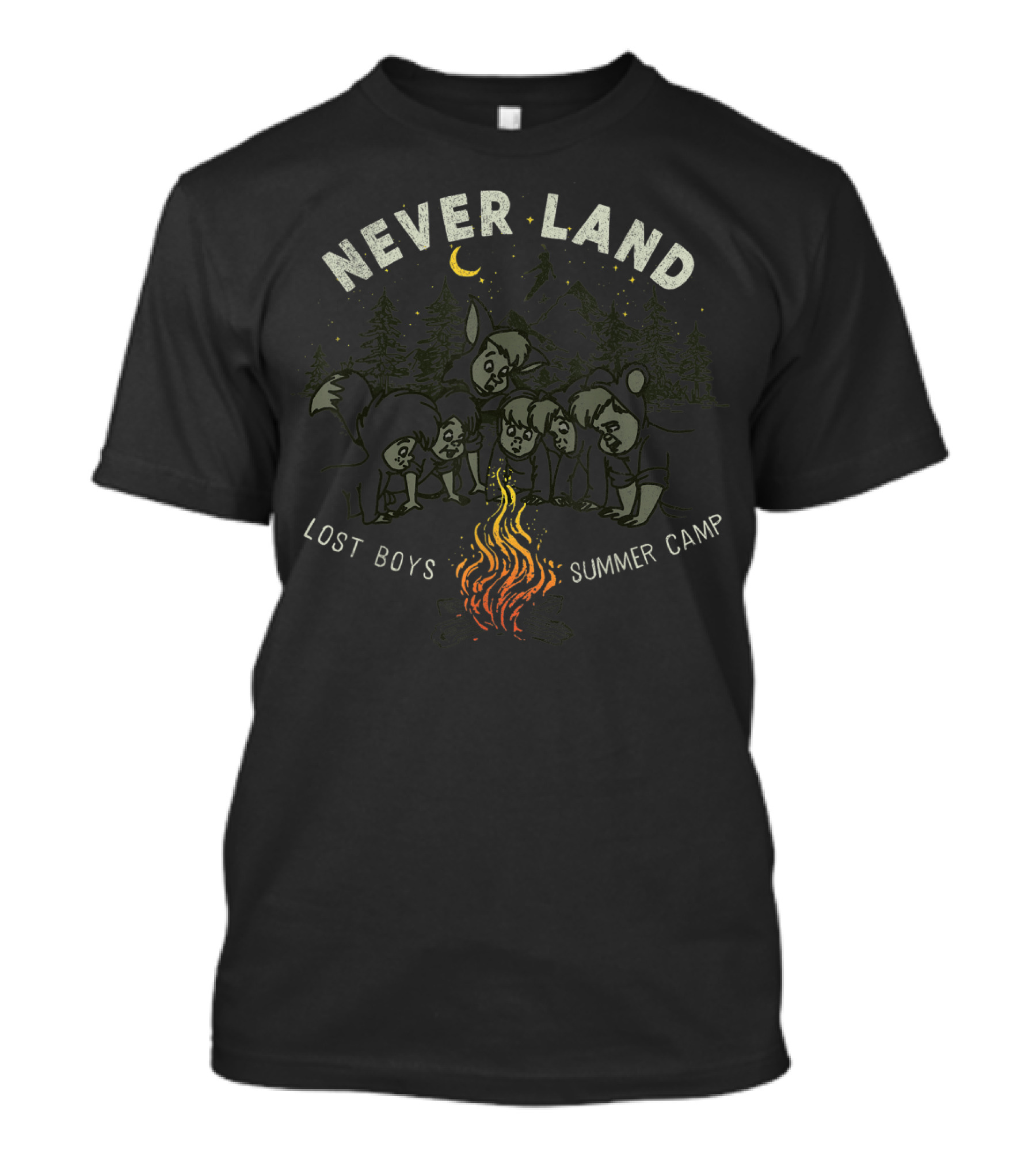 Disney Neverland Lost Boys Summer Camp Campfire Scene T-Shirt