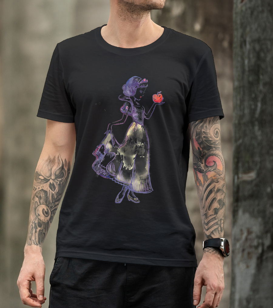 Snow White Watercolor Profile With Apple Disney T-Shirt