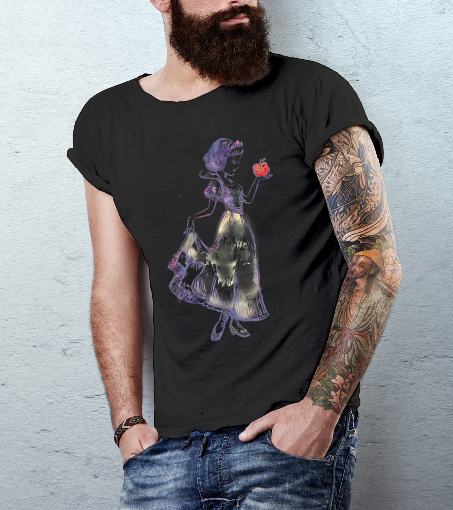Snow White Watercolor Profile With Apple Disney T-Shirt