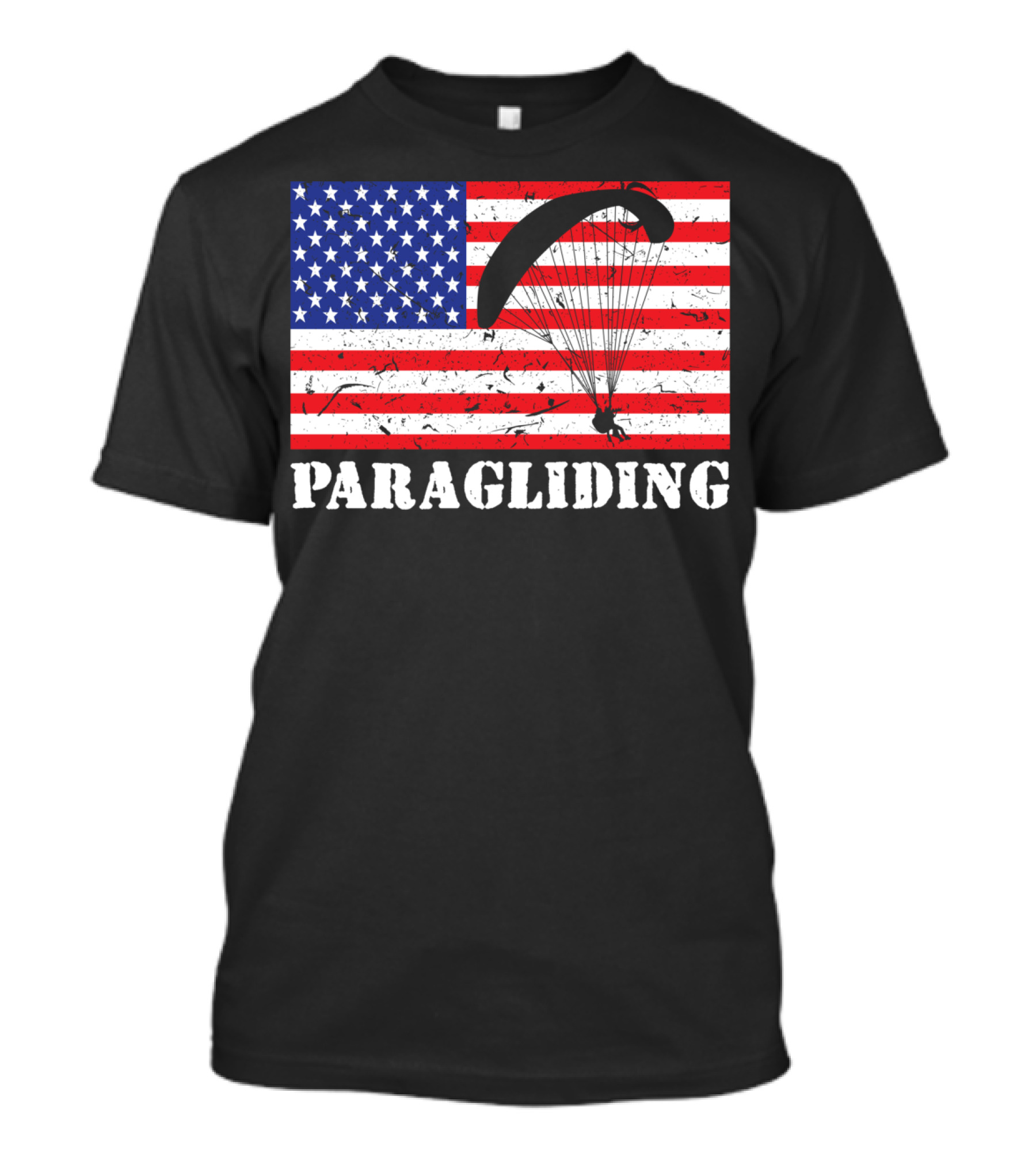 Paragliding USA Distressed American Flag T-Shirt