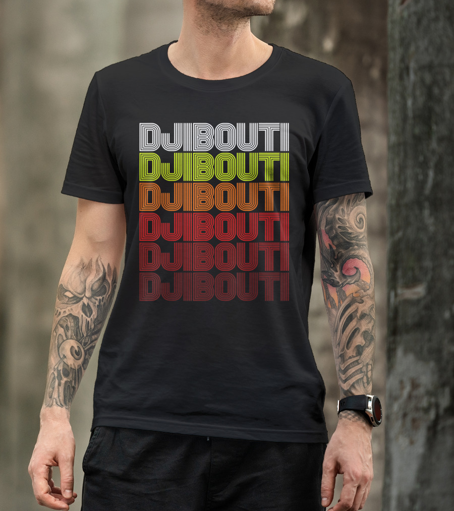 Djibouti Retro 70S 80S Gradient Stripe T-Shirt