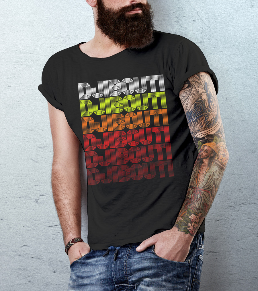 Djibouti Retro 70S 80S Gradient Stripe T-Shirt