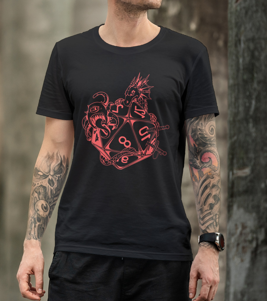 Dm Tabletop Gaming Vintage Dragons With Dice T-Shirt