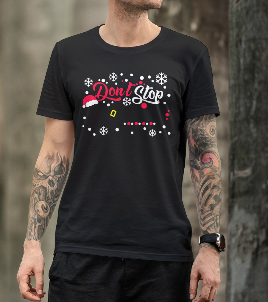 Don't Stop Believing Santa Hat Winter Snowflakes T-Shirt