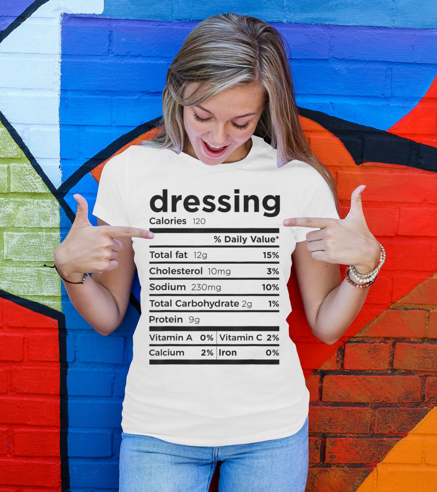 Dressing Nutrition Facts Label Calories Total Fat Cholesterol Sodium Carbohydrate Protein Vitamins Calcium Iron T-Shirt
