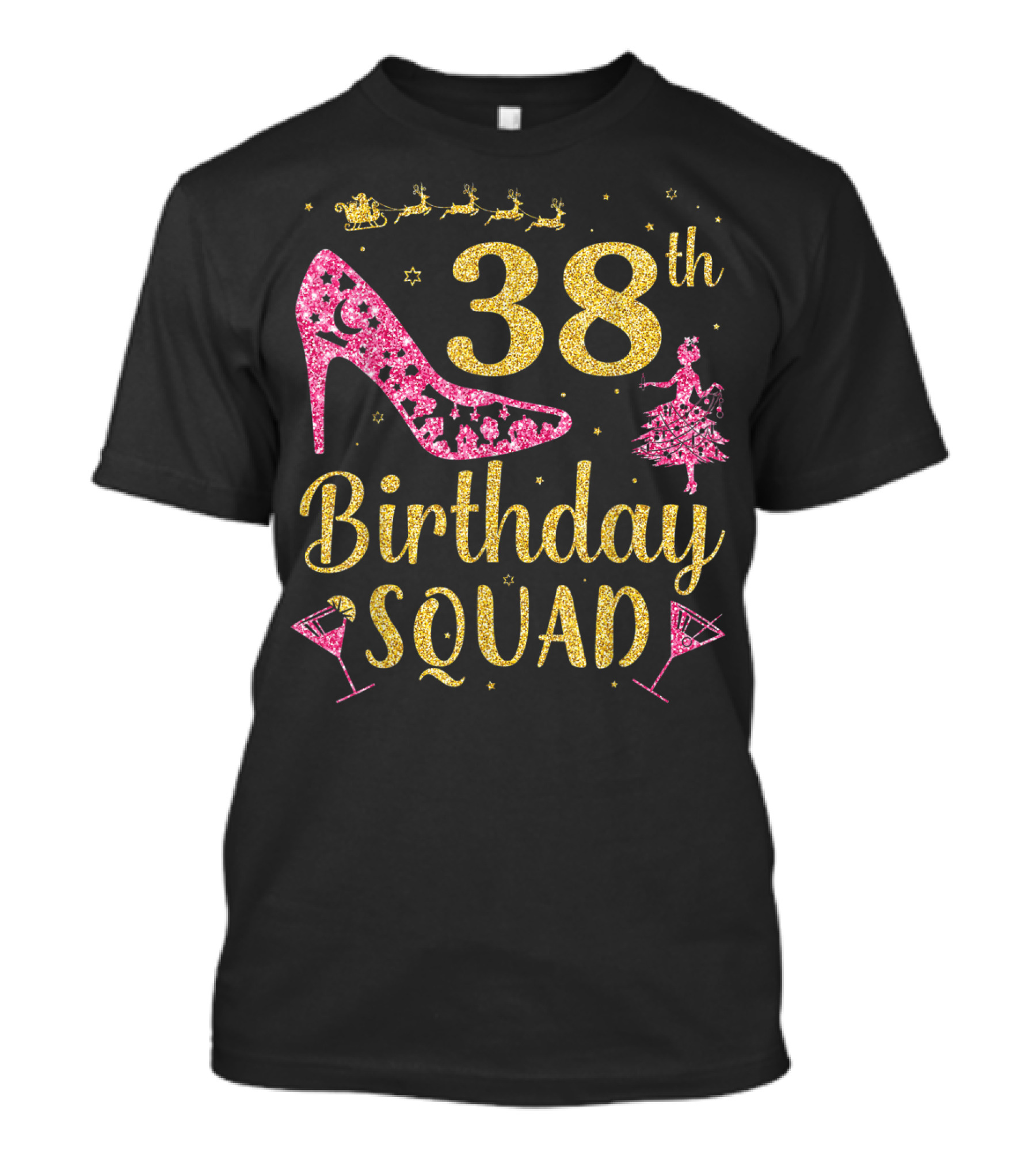 Wine Dance Birthday Squad 38th Celebration Glam Party T-Shirt