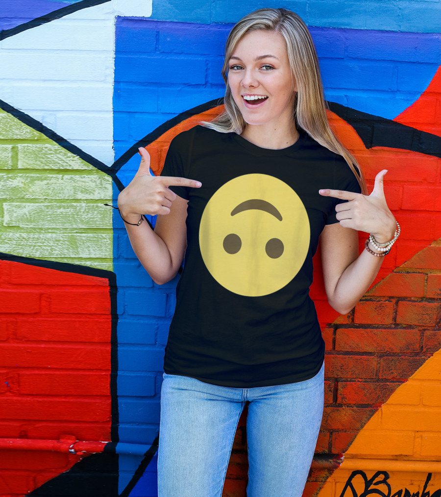 Upsidedown Face Emoji Silly Smiley Joking T-Shirt