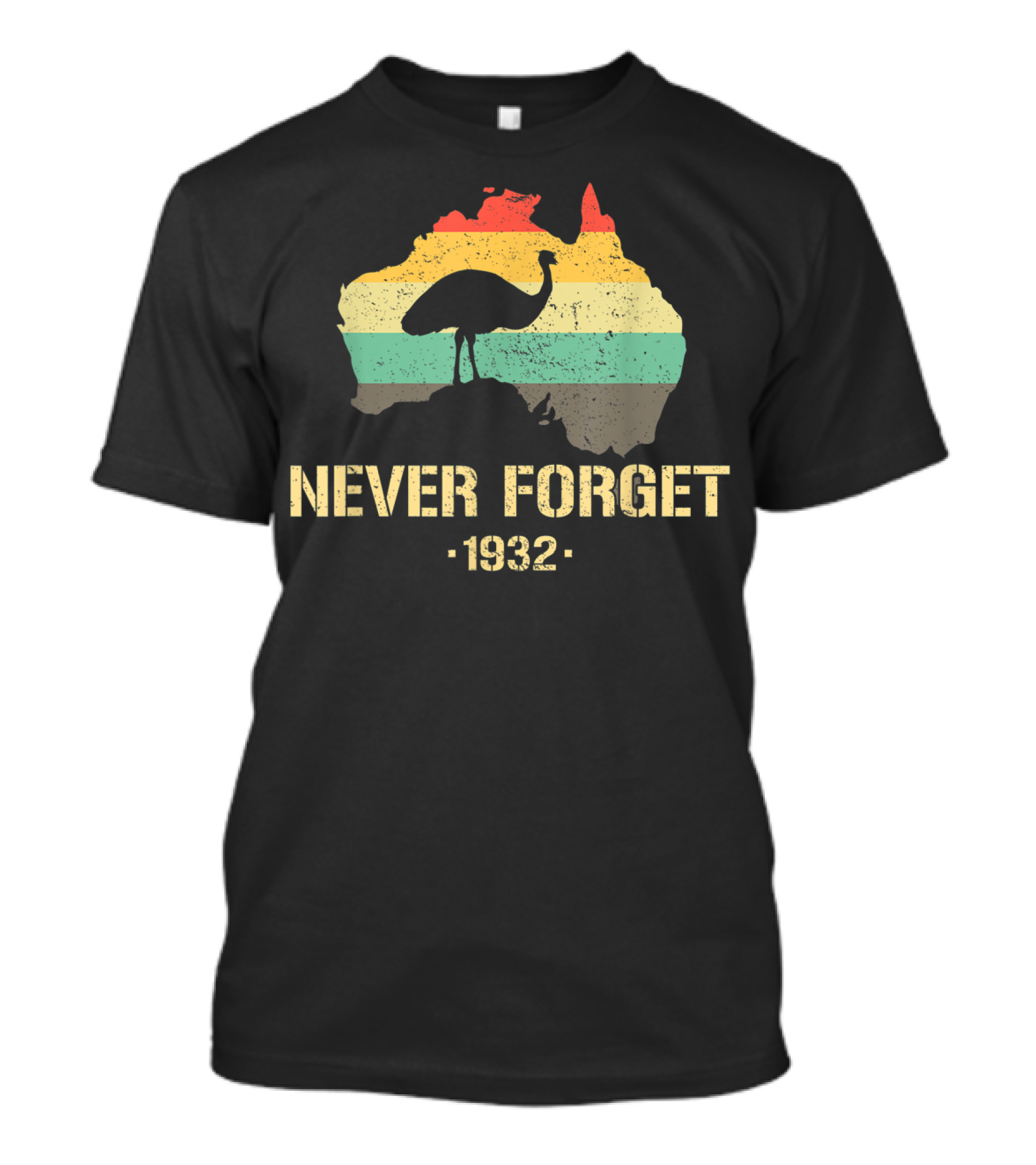 Funny Australia History Emu War 1932 Never Forget Retro Map T-Shirt