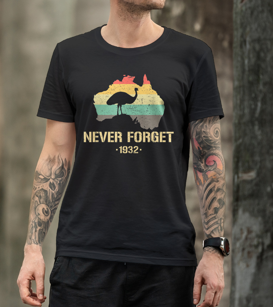 Funny Australia History Emu War 1932 Never Forget Retro Map T-Shirt