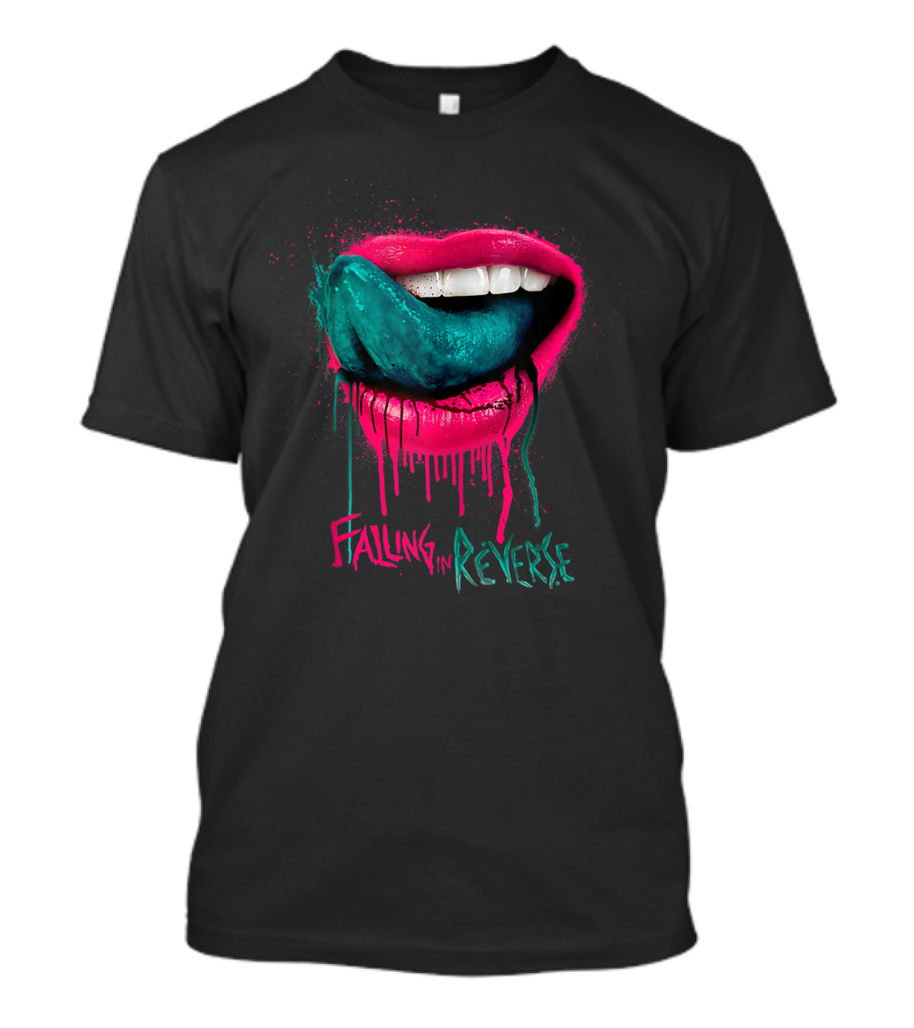 Falling In Reverse Lips Merchandise Neon Dripping Mouth T-Shirt
