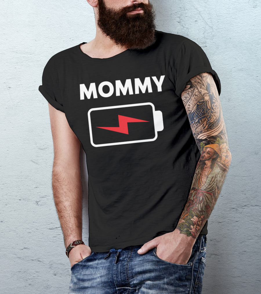 Family Matching Christmas Battery Icon Funny Mommy T-Shirt