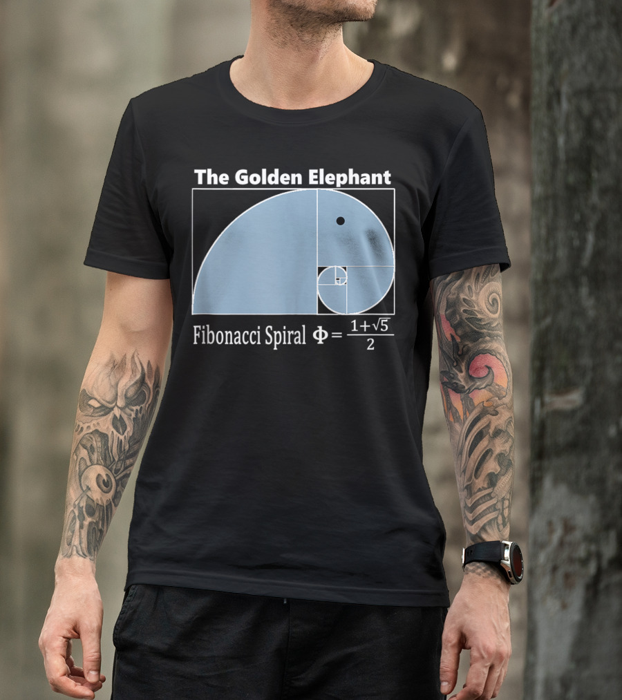 The Golden Elephant Fibonacci Spiral Phi Equation Math T-Shirt