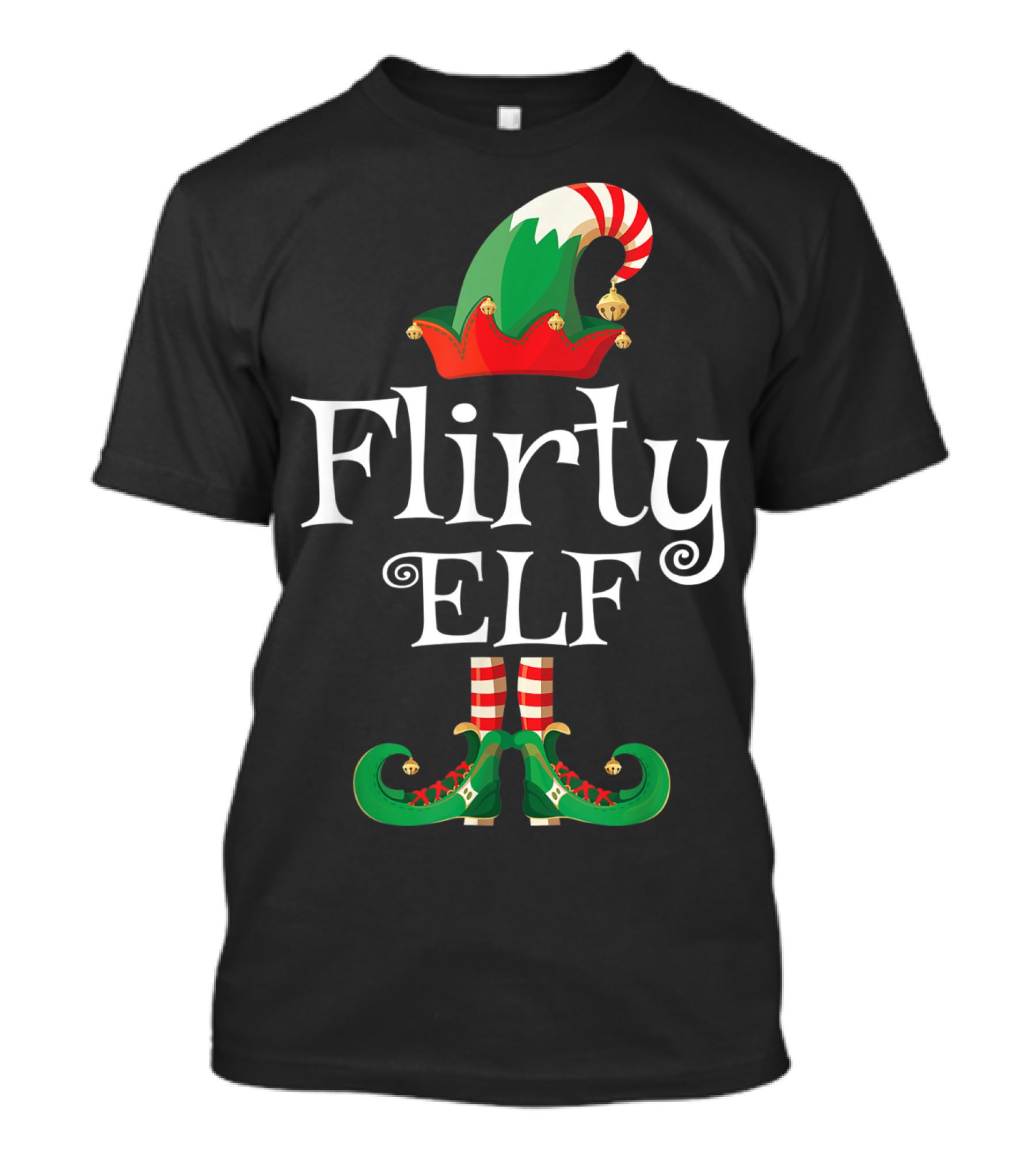 Flirty Elf Festive Christmas Costume Hat And Shoes T-Shirt