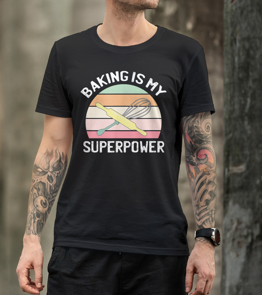 Baking Is My Superpower Vintage Rolling Pin Whisk T-Shirt