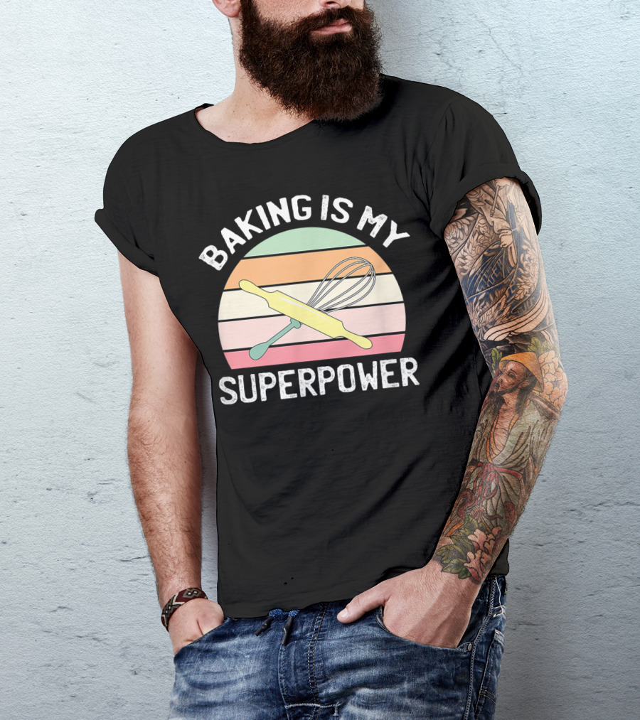 Baking Is My Superpower Vintage Rolling Pin Whisk T-Shirt