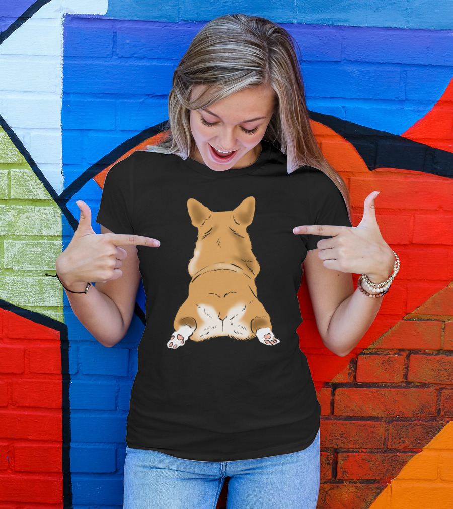 Talk To The Fluff Funny Corgi Corgi Butt Corgi Sploot Corgi T-Shirt