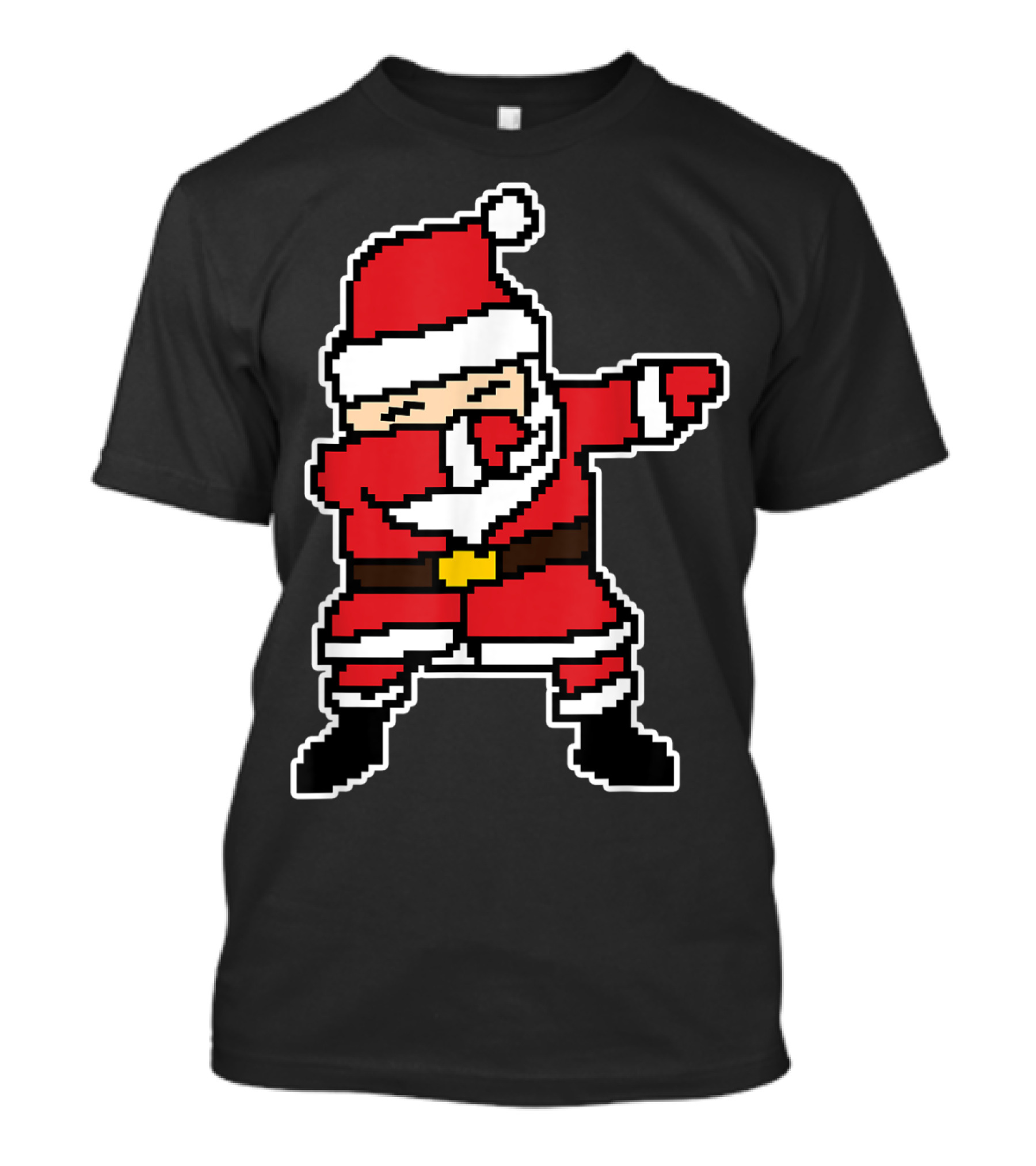 Funny Fat Dabbing Santa Pixel Art Style Christmas T-Shirt