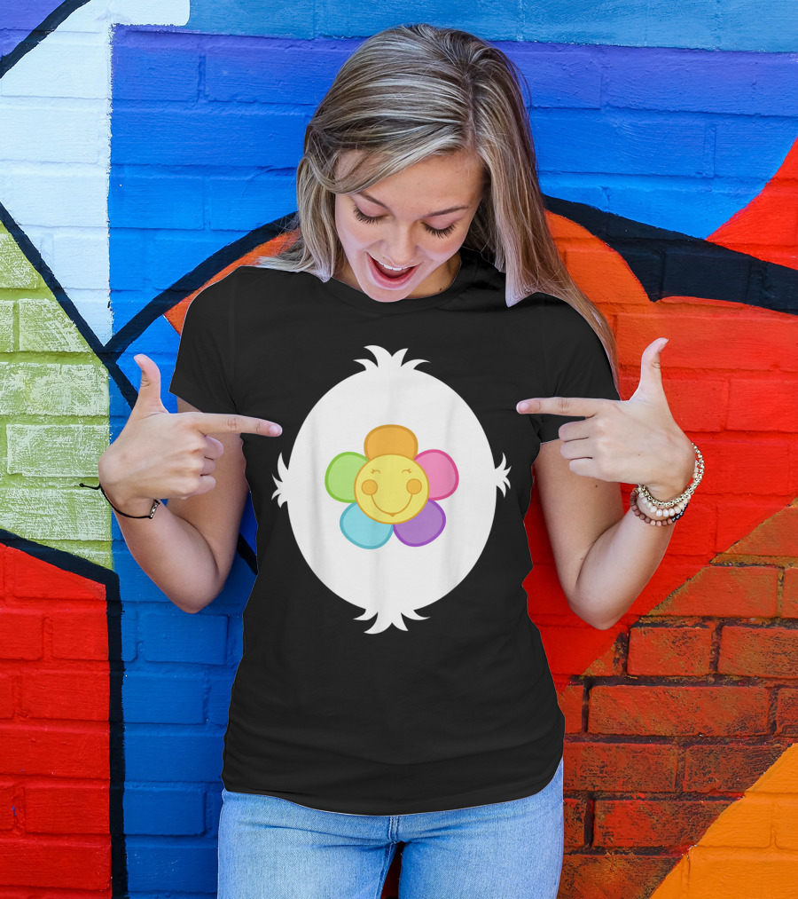 Funny Harmony Bear Smiley Rainbow Flower T-Shirt