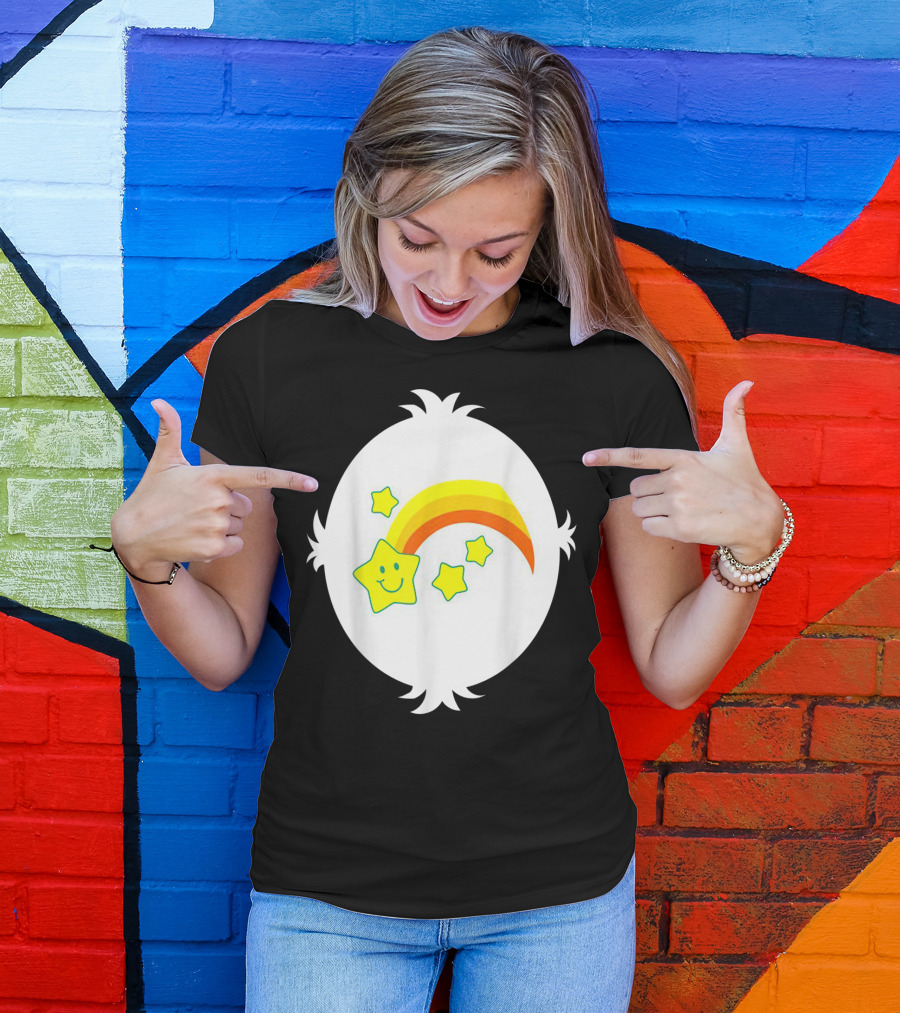 Funny Wish Bear Smiling Star And Rainbow T-Shirt