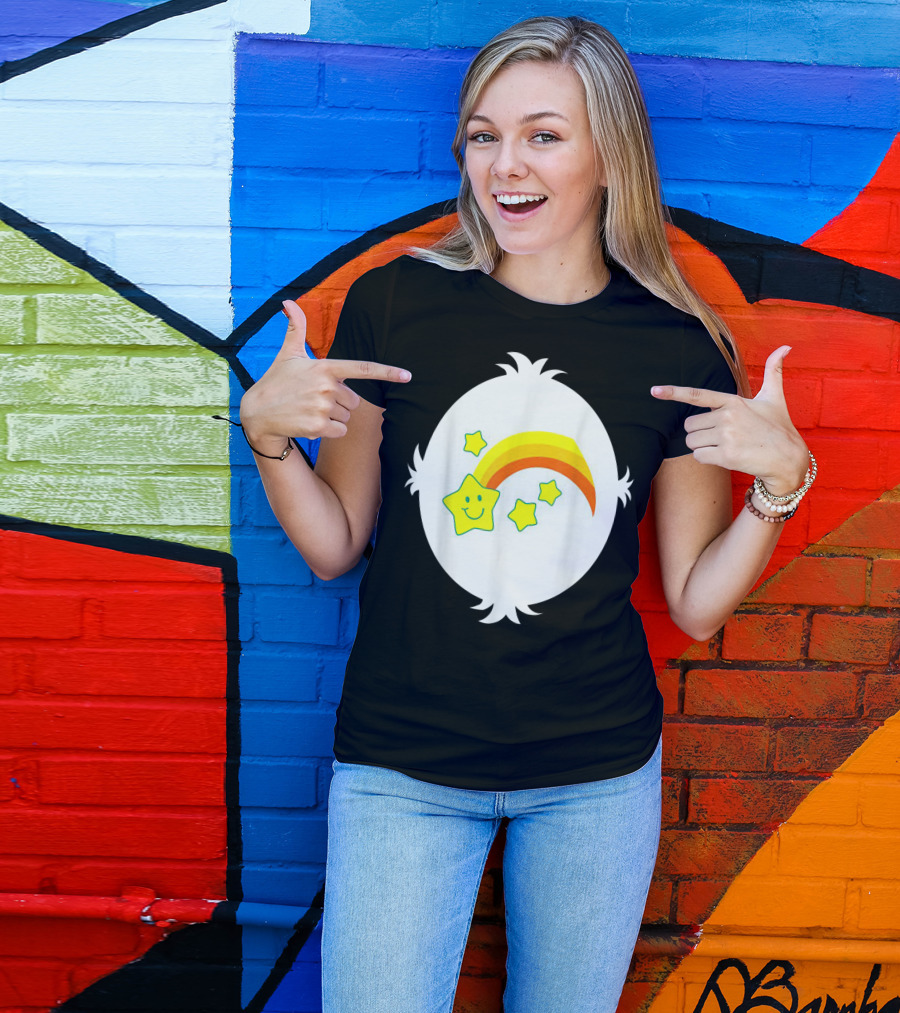 Funny Wish Bear Smiling Star And Rainbow T-Shirt