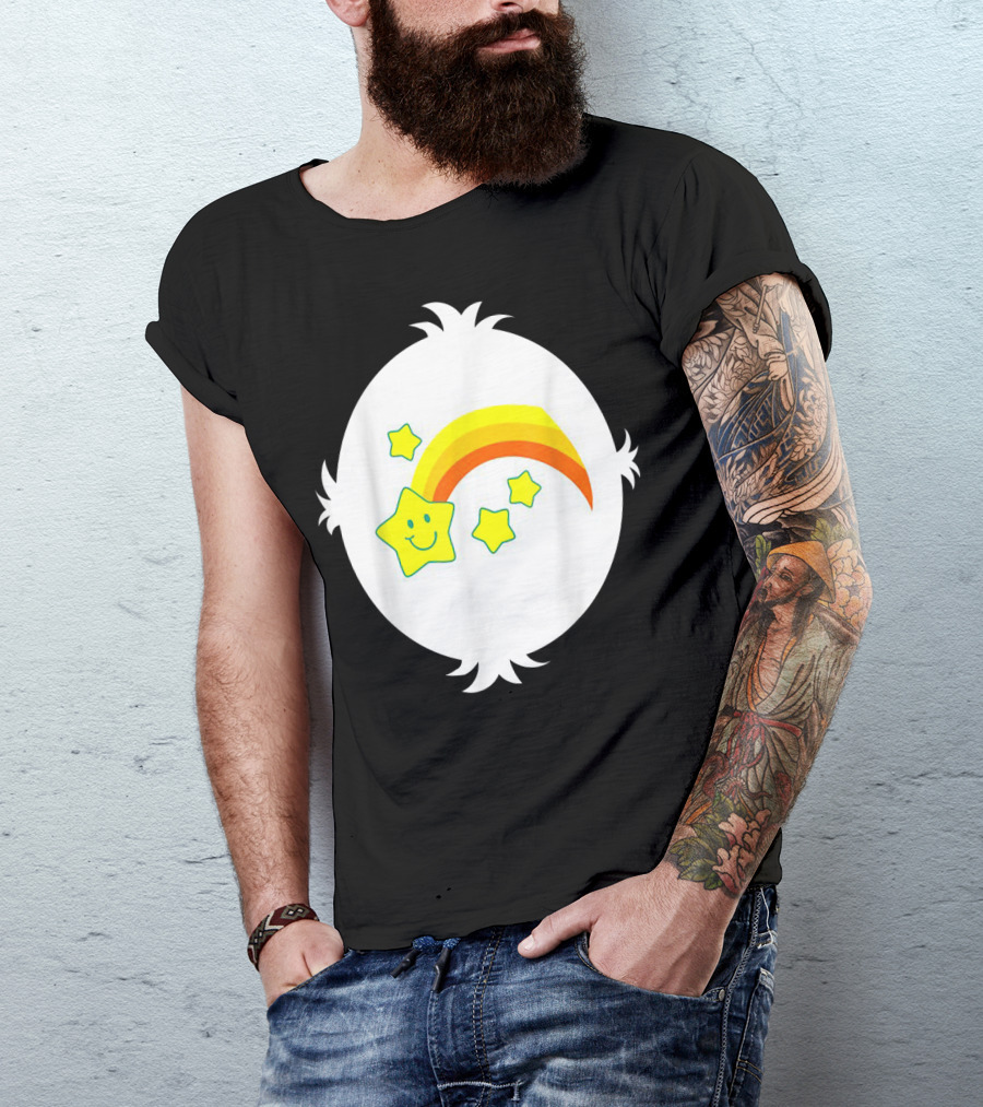 Funny Wish Bear Smiling Star And Rainbow T-Shirt