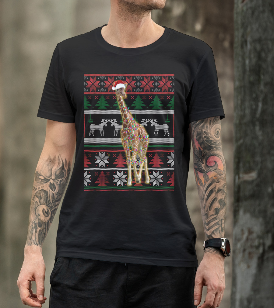 Funny Giraffe Ugly Christmas T-Shirt