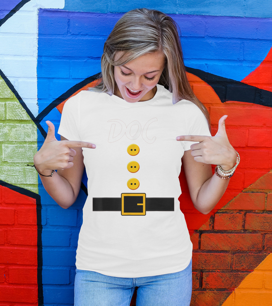 Doc Dwarf Costume Funny Halloween Buttons And Belt T-Shirt
