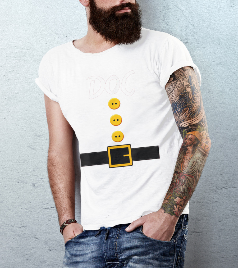 Doc Dwarf Costume Funny Halloween Buttons And Belt T-Shirt