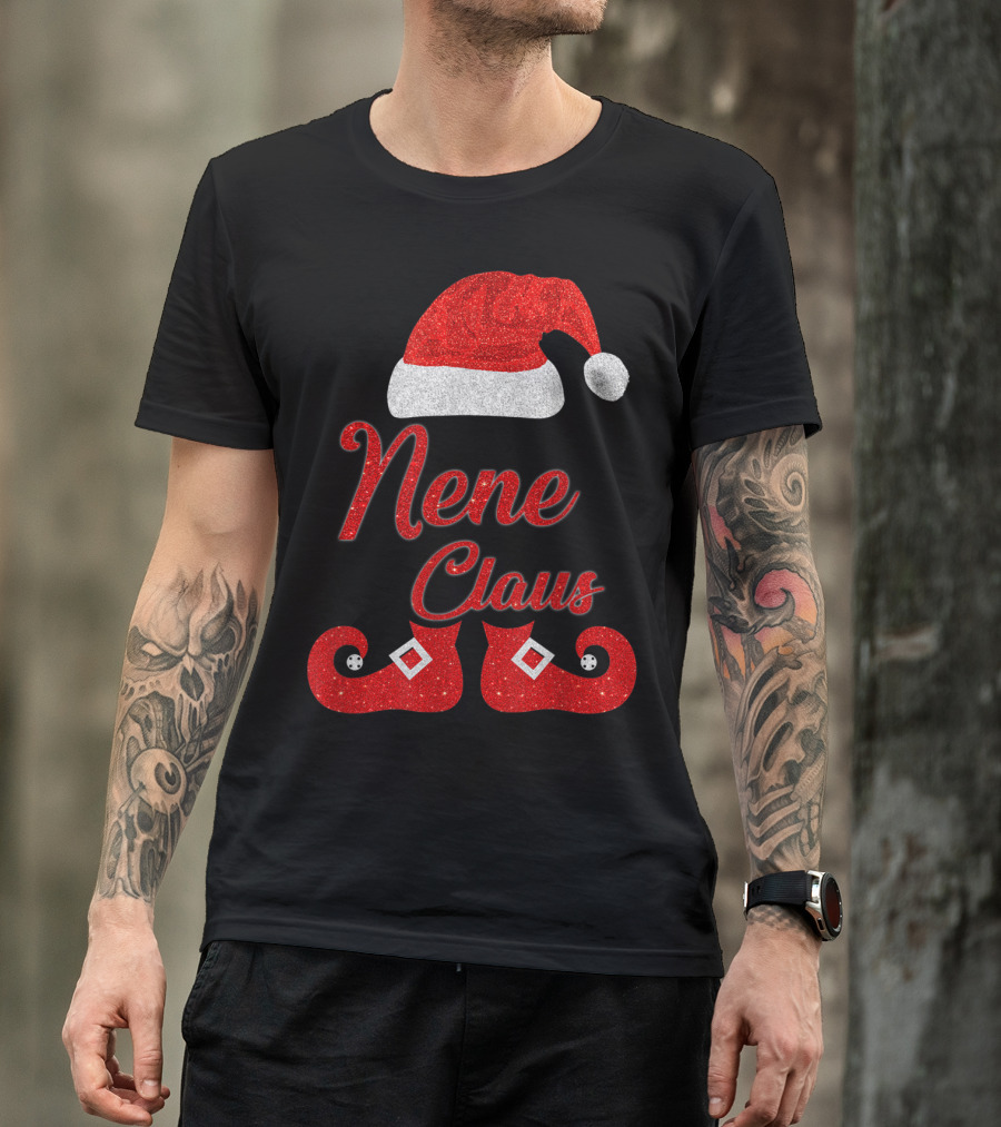 Nene Claus Matching Santa Hat With Glittery Red Boots T-Shirt